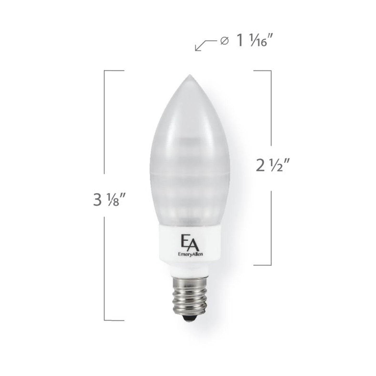 Emeryallen Candelabra Base Amber Mini LED Bulb - line drawing.