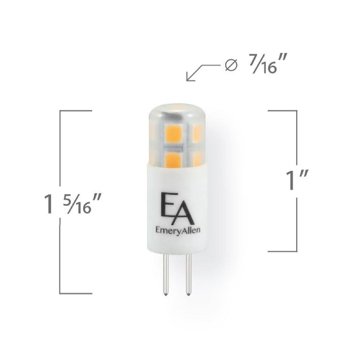 Emeryallen G4 Bi Pin Base 12V Mini LED Bulb - line drawing.