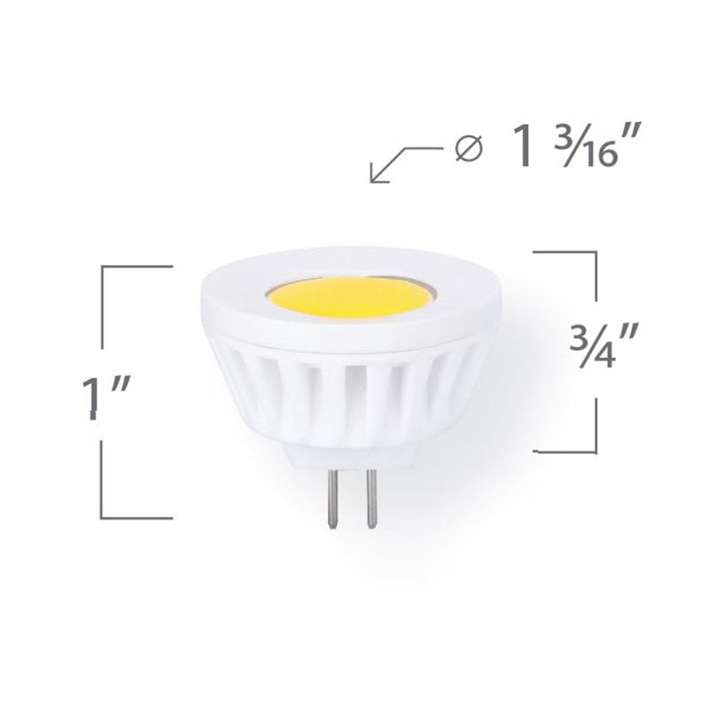 Emeryallen G4 Bi Pin Base Directional COB Mini LED Bulb - line drawing.