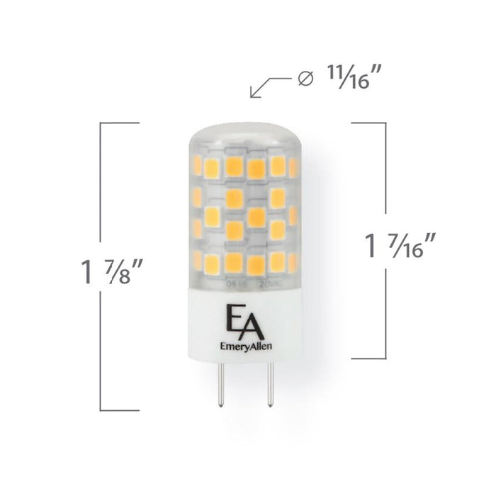 Emeryallen G8 Bi Pin Base 120V Mini LED Bulb - line drawing.