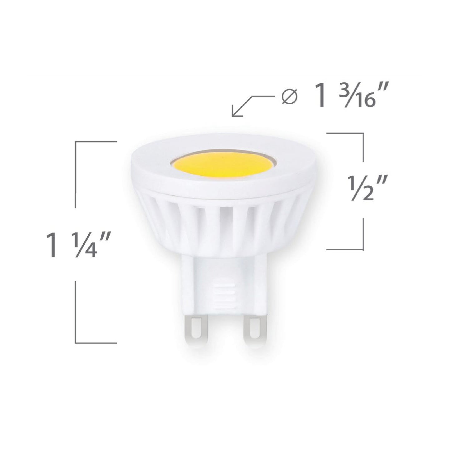 Emeryallen G9 Bi Pin Base 120V Directional COB Mini LED Bulb - line drawing.