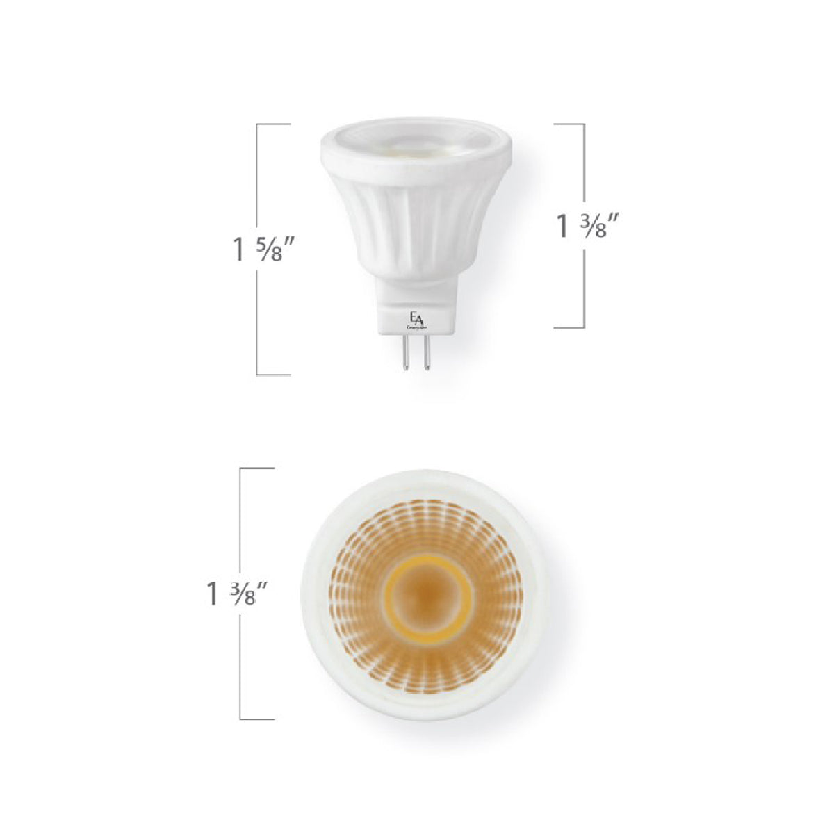 Emeryallen MR11 GU4 Base 12V Mini LED Bulb - line drawing.