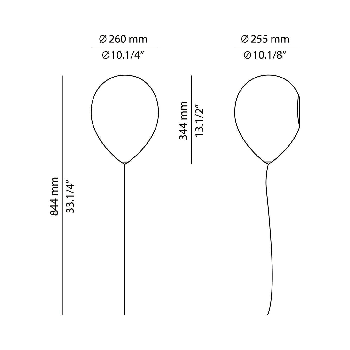 Balloon Wall Light - line drawing.