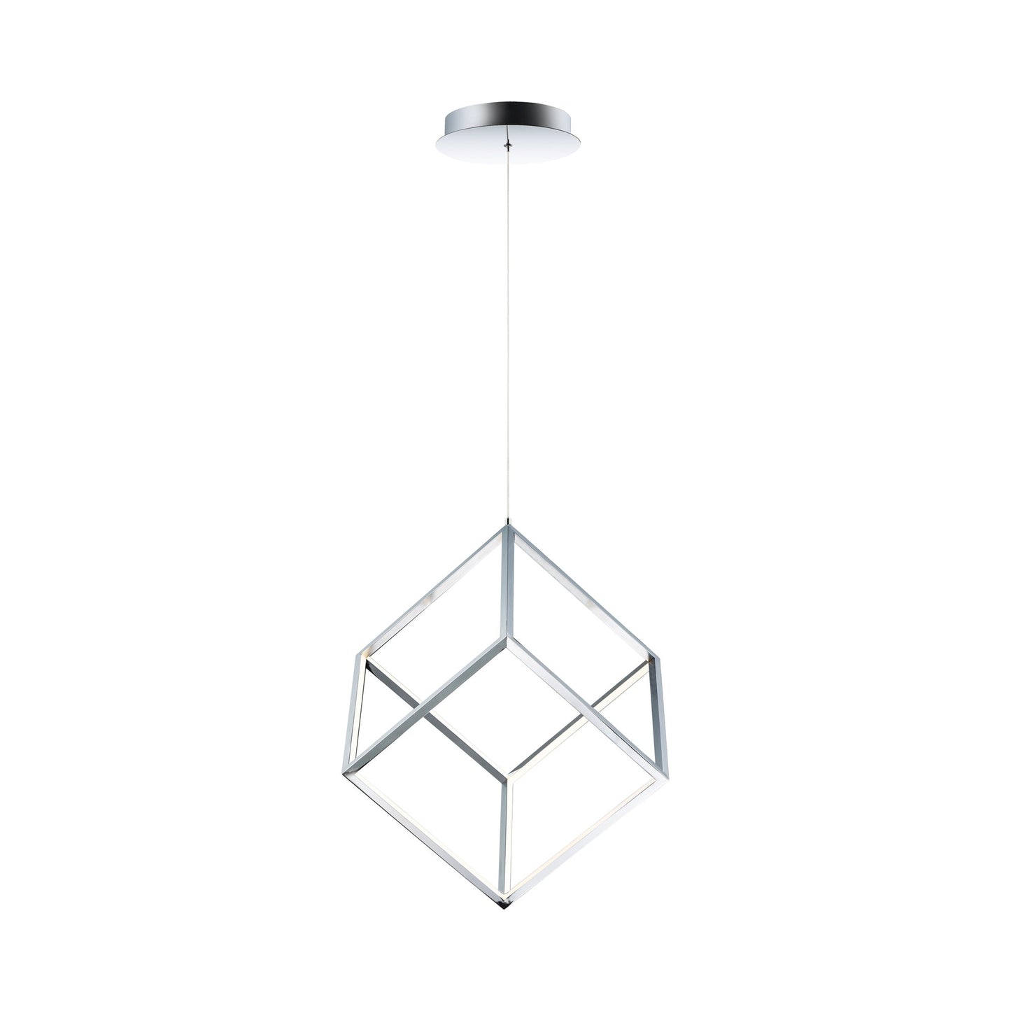 4 Square LED Pendant Light in Polished Chrome.