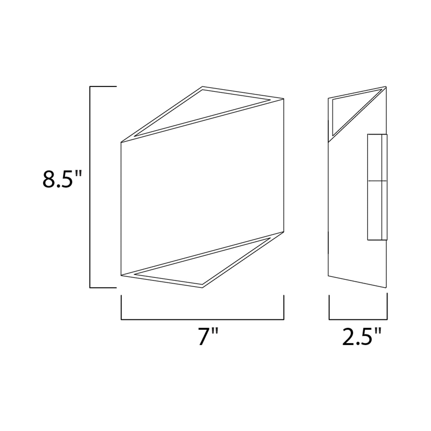 Alumilux Facet Outdoor LED Wall Light - line drawing.