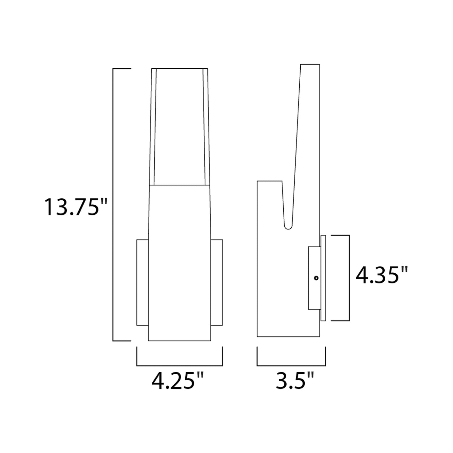 Alumilux Runway Outdoor LED Single Wall Light - line drawing.