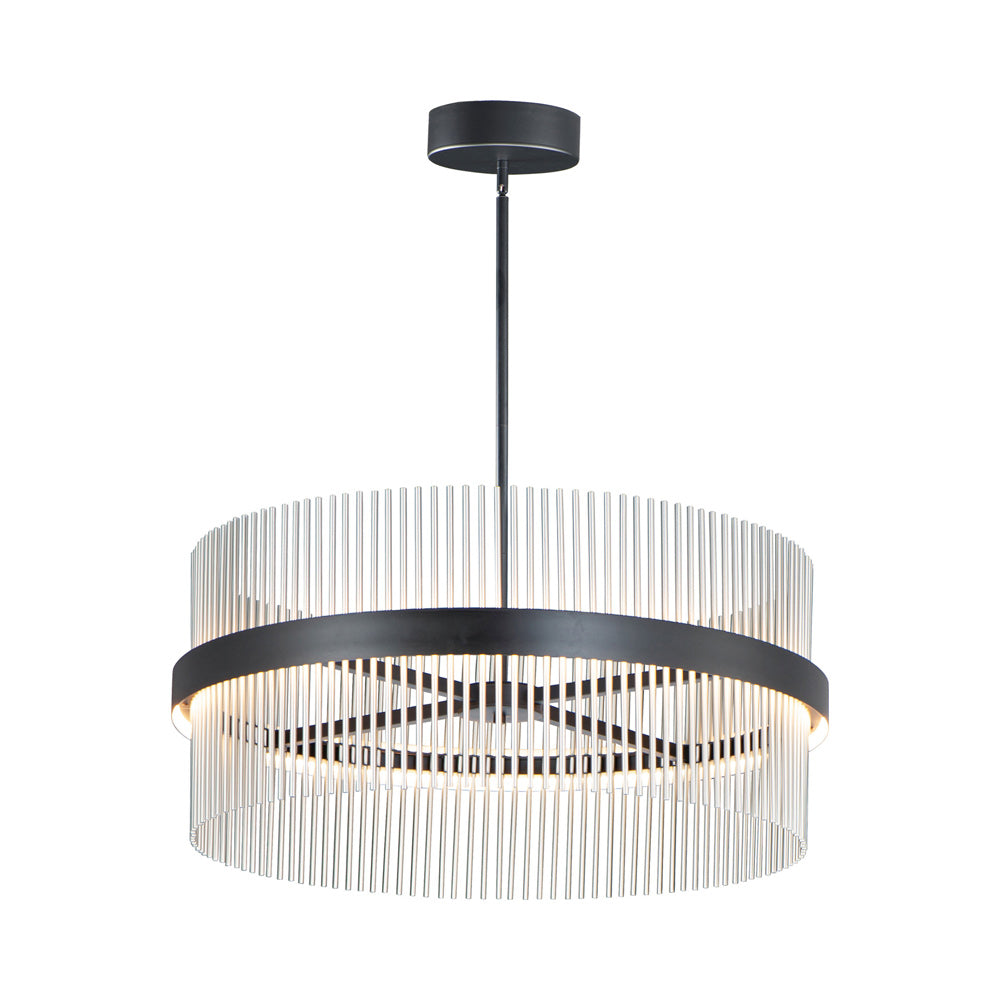 Chimes LED Pendant Light in Black/Satin Nickel (33.75-Inch/2700K-5000K).
