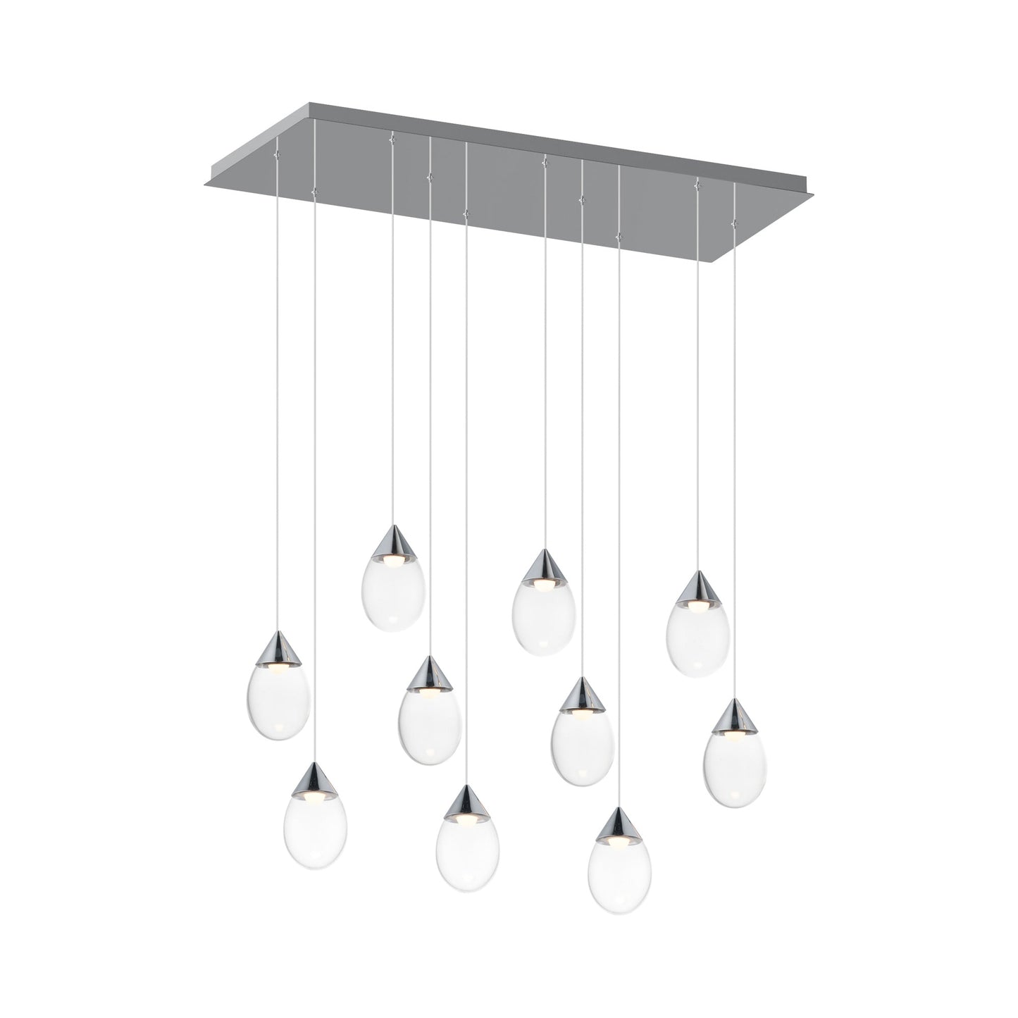 Dewdrop LED Linear Pendant Light in Polished Chrome.