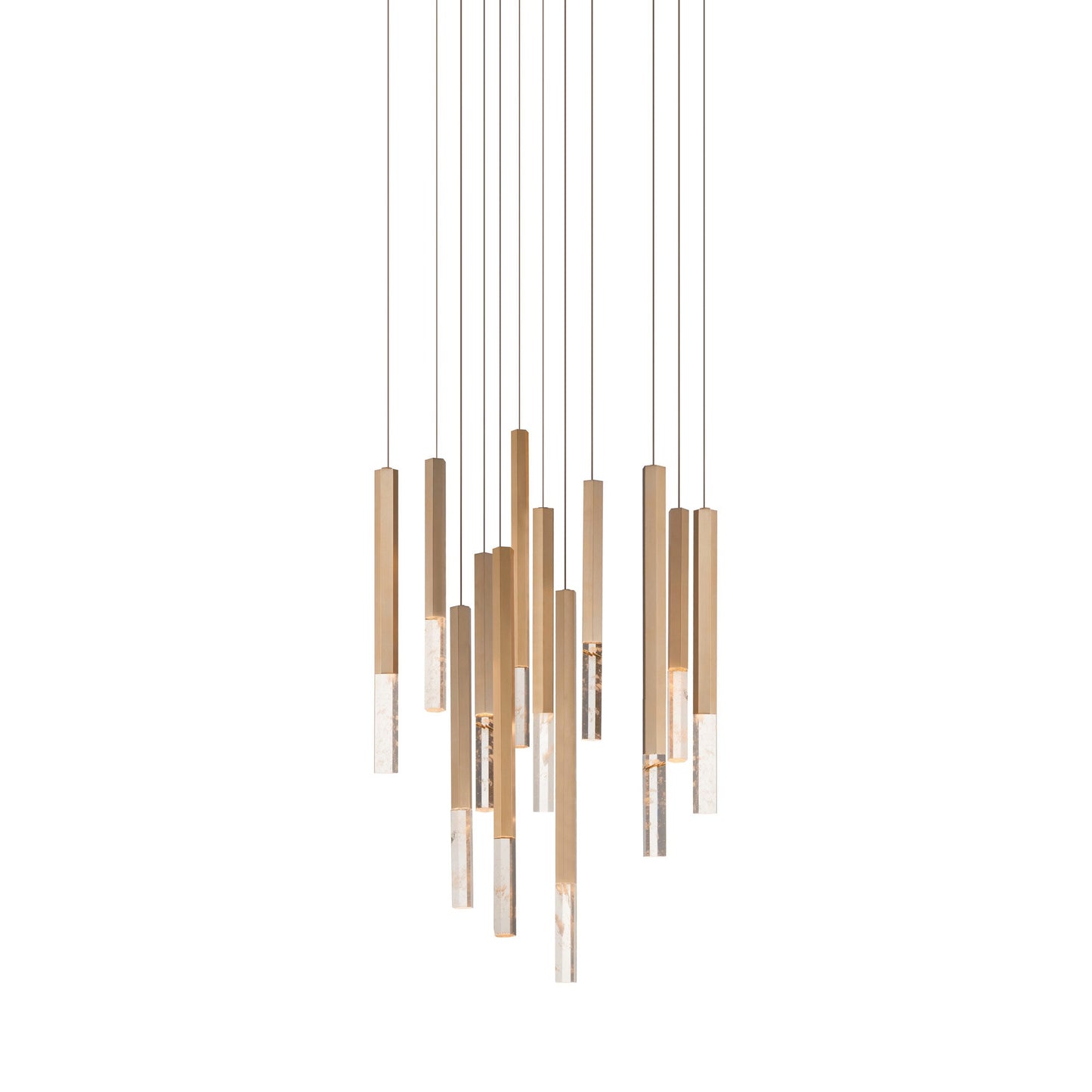 Diaphane LED Multi Light Pendant Light in Gold (12-Light).