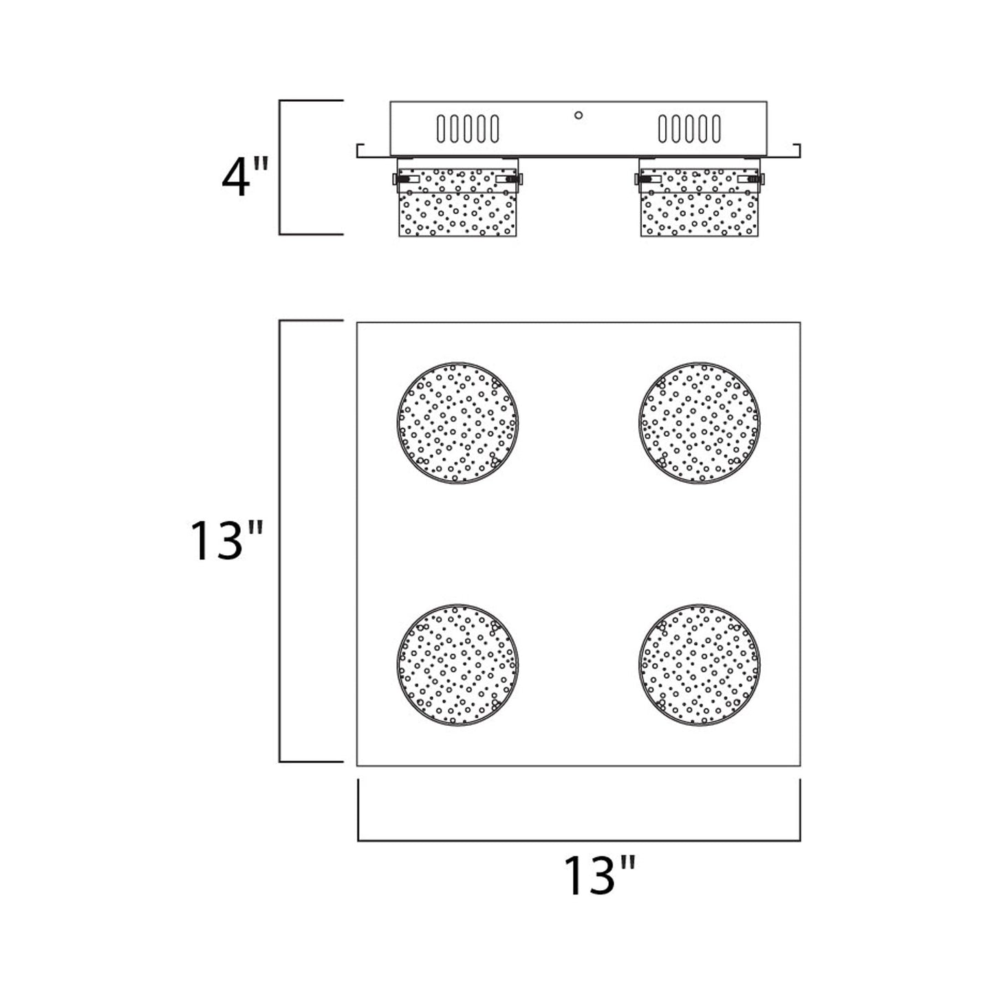 Fizz IV LED Flush Mount Ceiling Light - line drawing.