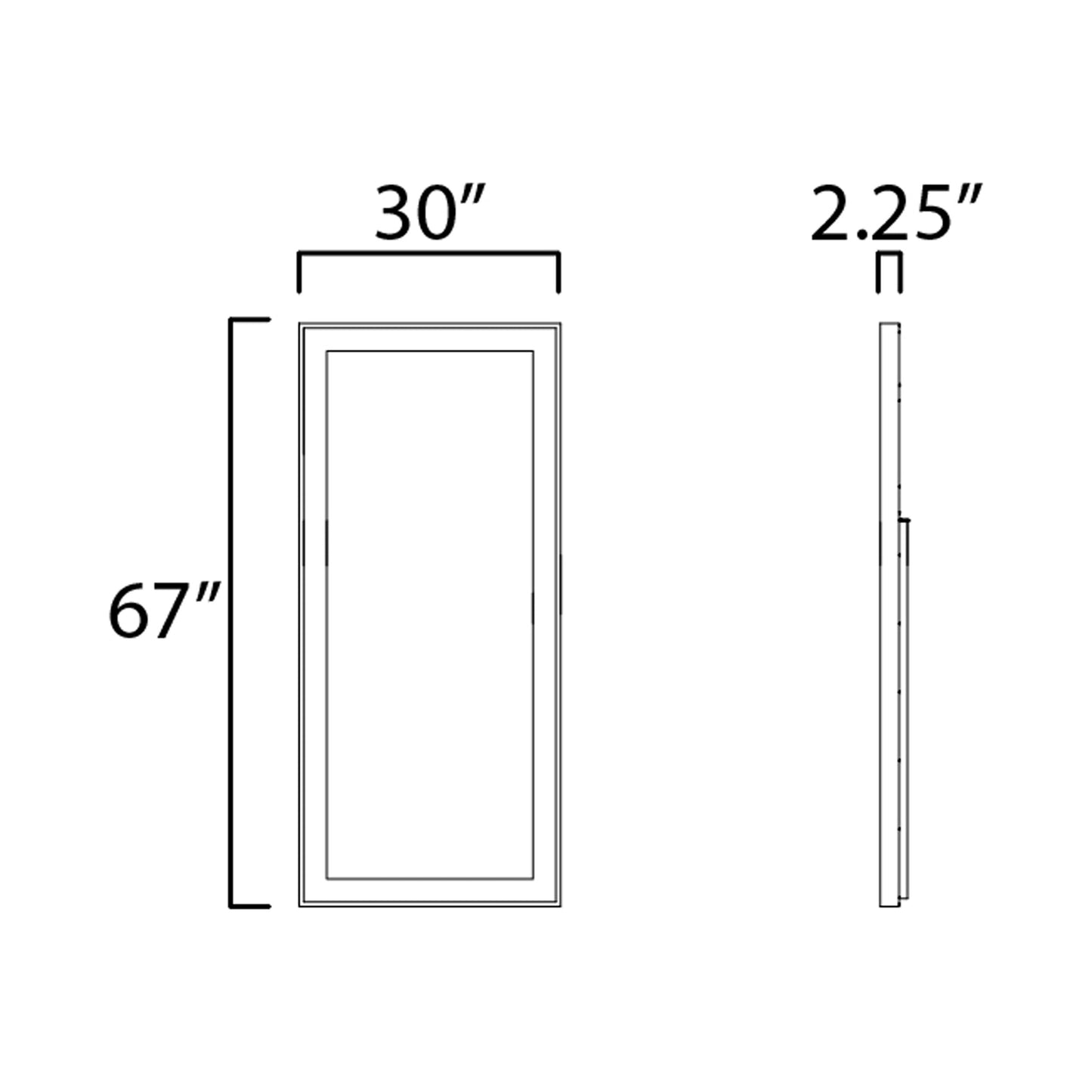 Floating LED Floor Mirror - line drawing.