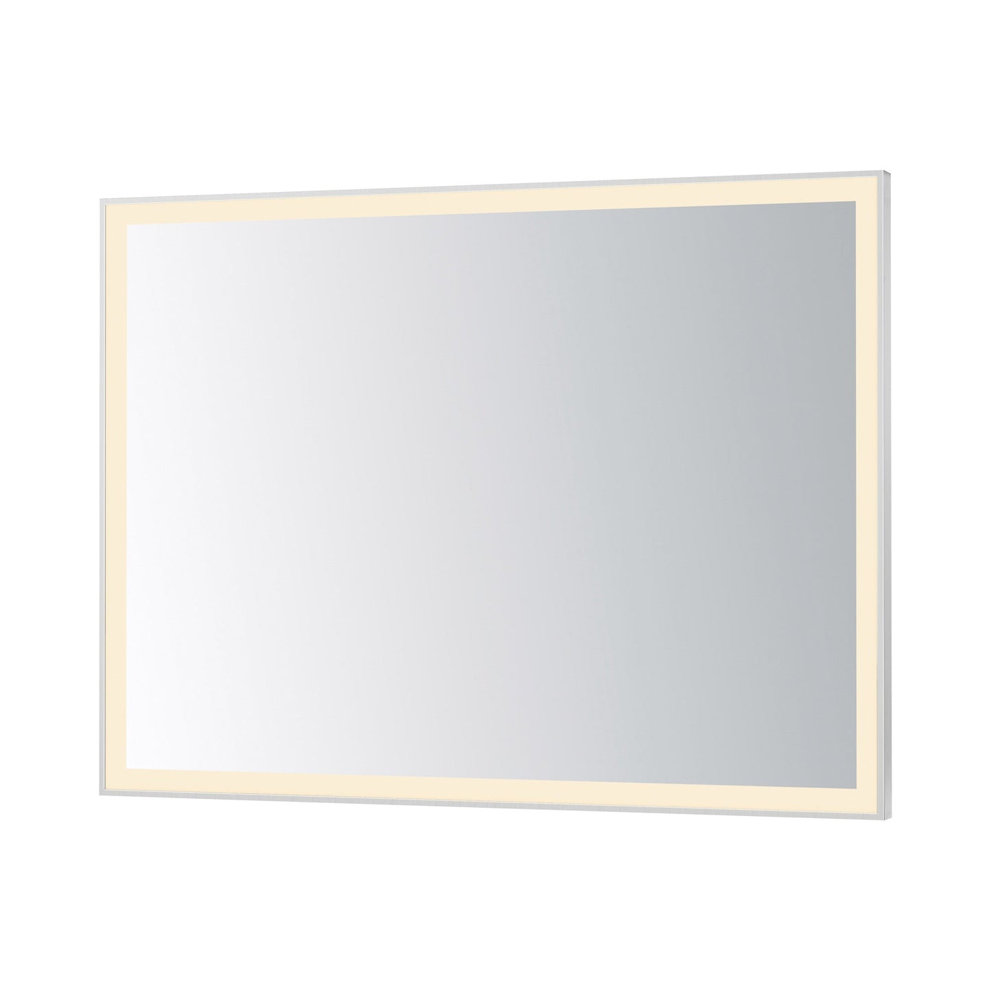 Framed LED Wall Mirror in Satin Nickel (36-Inch/48-Inch).