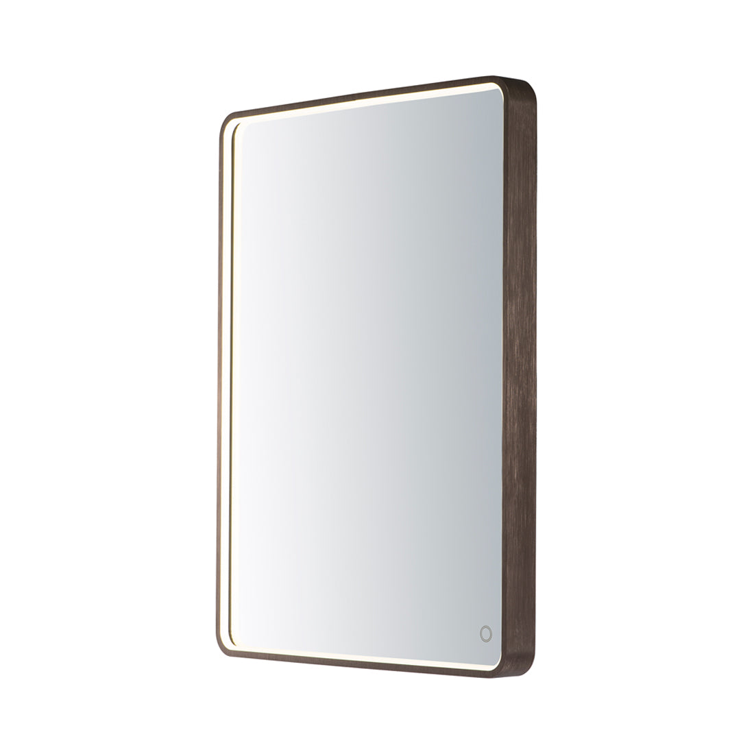 Mirror Rectangular LED Wall Mirror in Anodized Bronze.