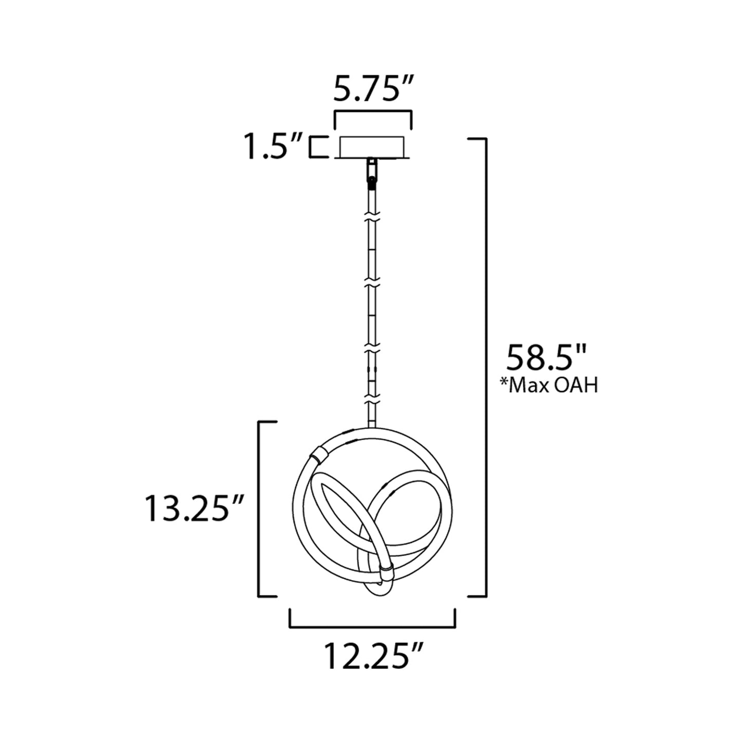 Mobius LED Mini Pendant Light - line drawing.