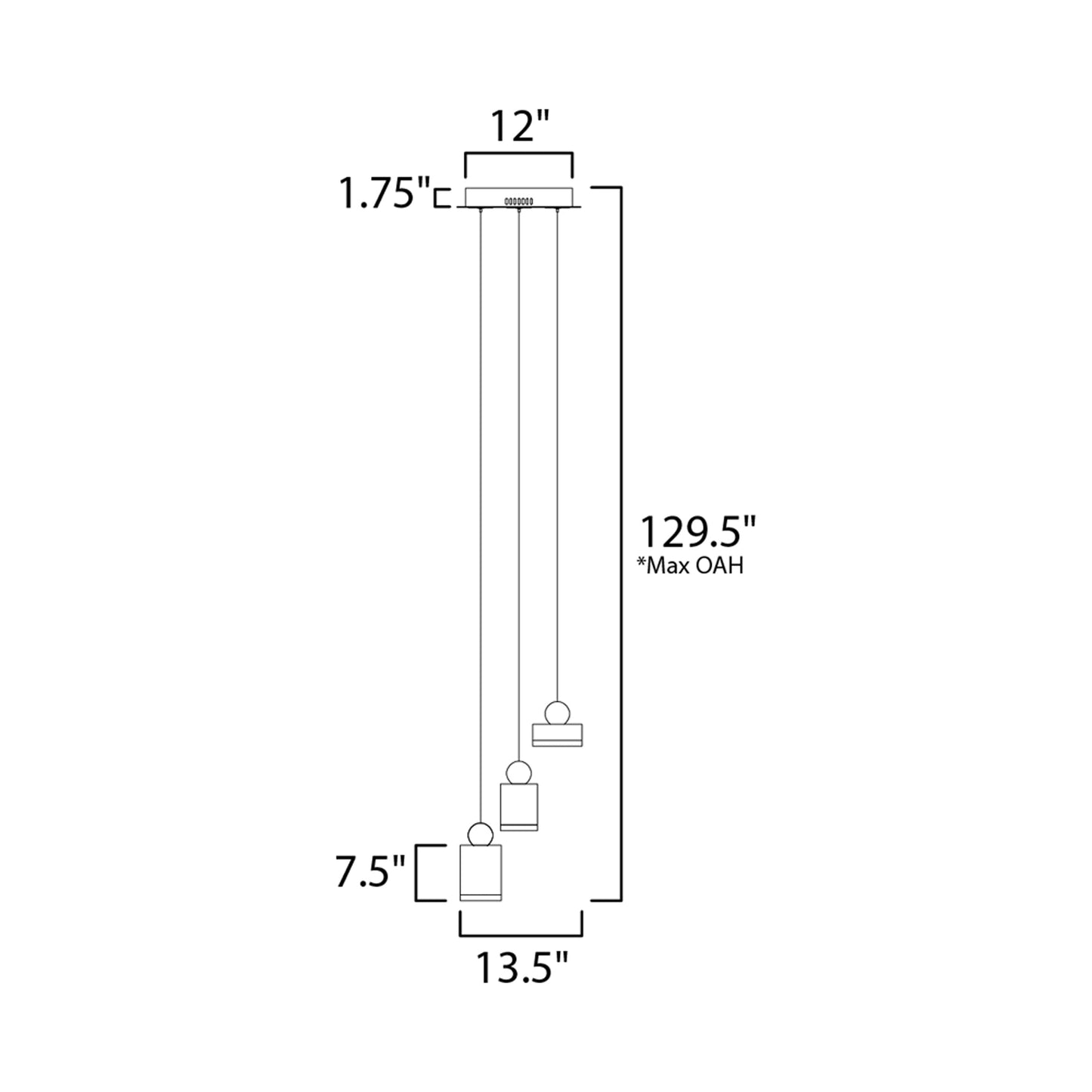 Nob LED Multi Light Pendant Light - line drawing.