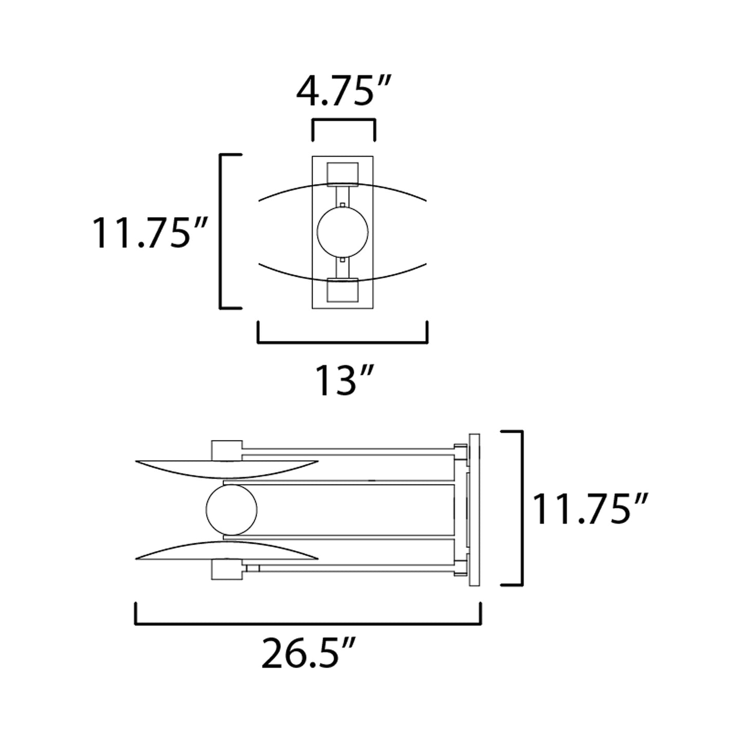 Pearl LED Wall Light - line drawing.