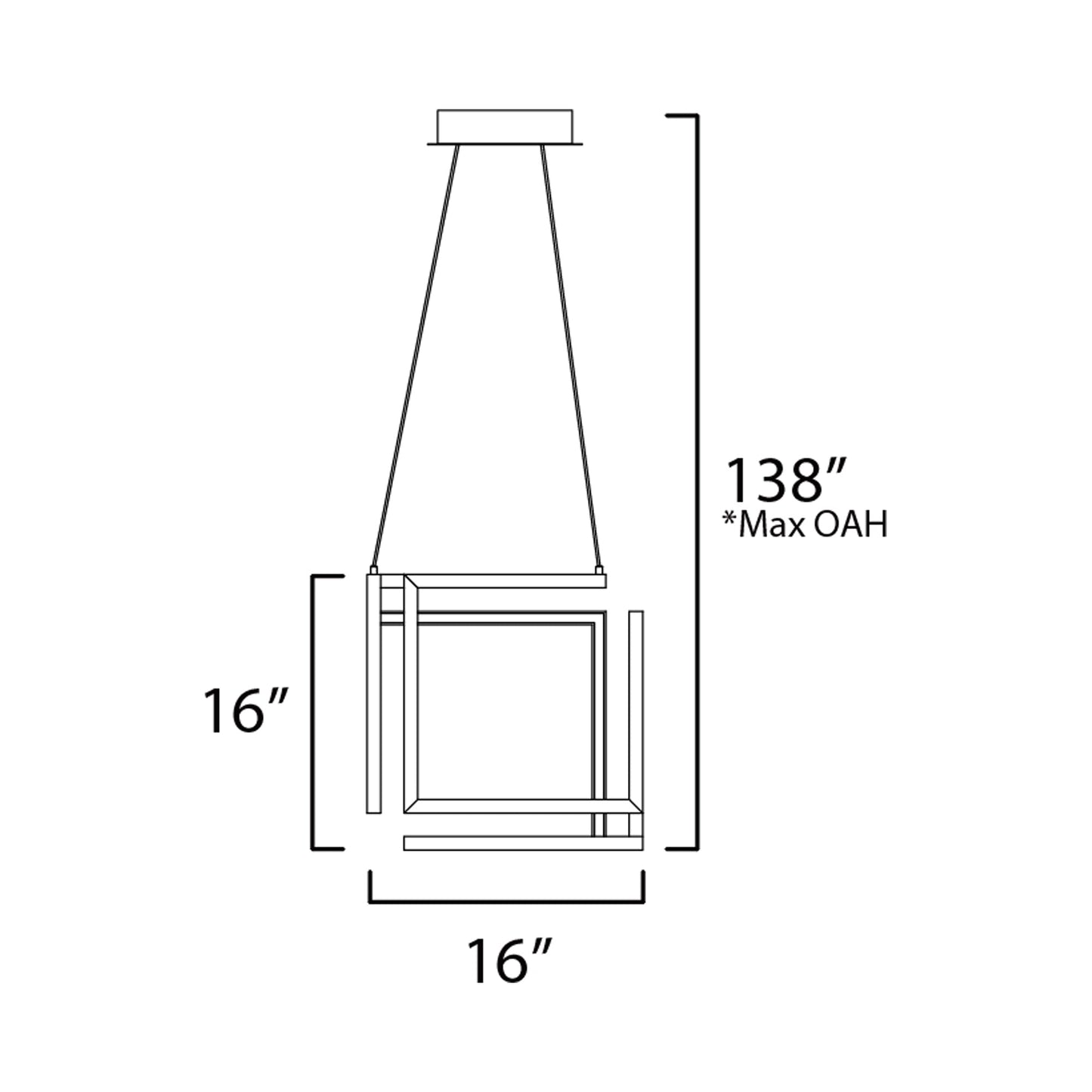 Penrose Cube LED Pendant Light - line drawing.