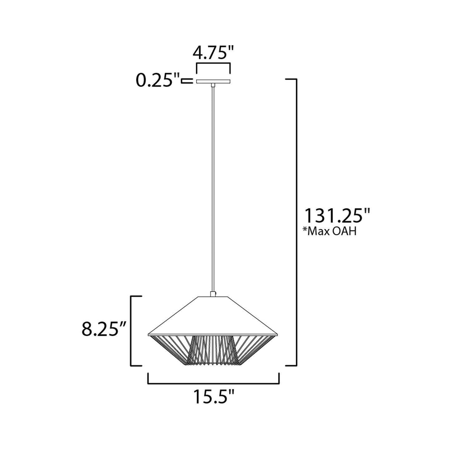 Phoenix Pendant Light - line drawing.