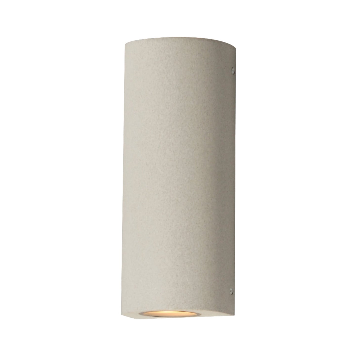 Pilar Outdoor Cylinder Wall Light in Sandstone.