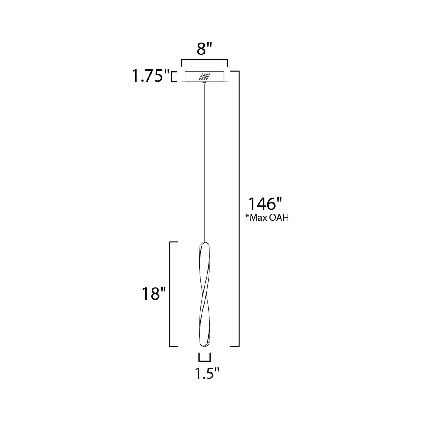 Pirouette LED Pendant Light - line drawing.