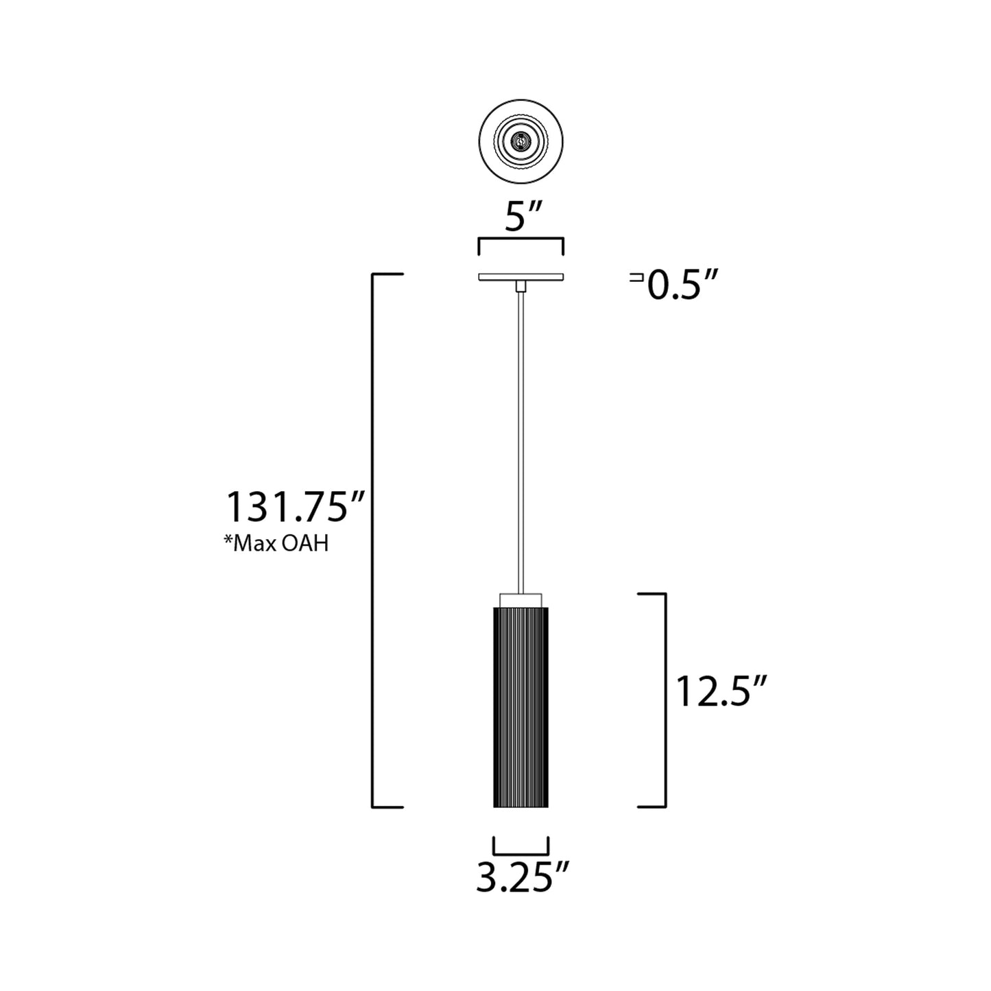 Pleat Pendant Light - line drawing.