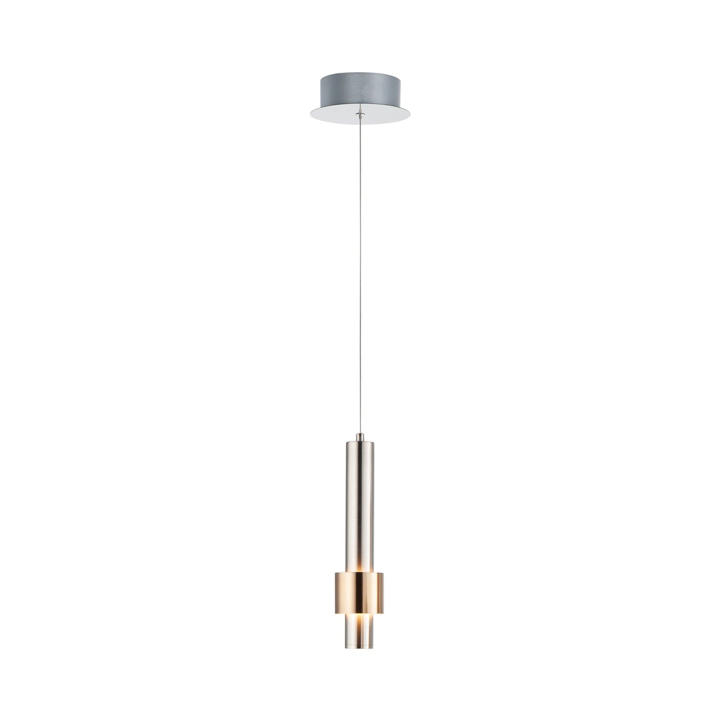 Reveal LED Pendant Light in Satin Nickel/Satin Brass.