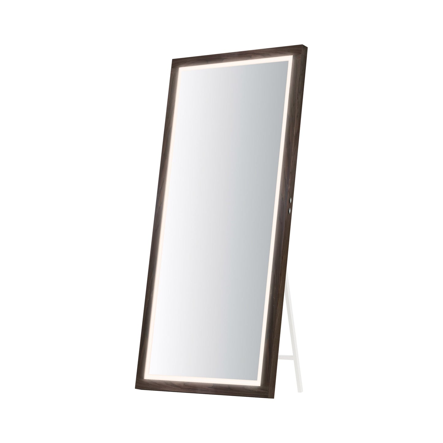 Sawyer LED Floor Mirror in Walnut.