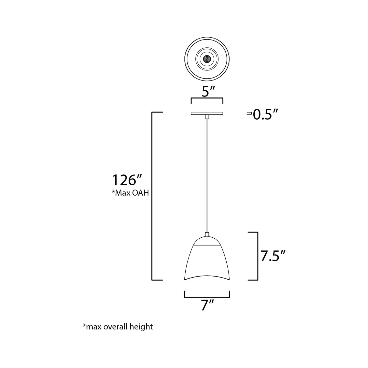 Sway Pendant Light - line drawing.
