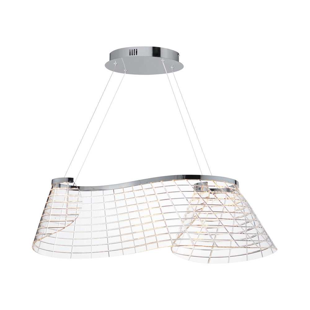 Tartan LED Linear Pendant Light in Polished Chrome.