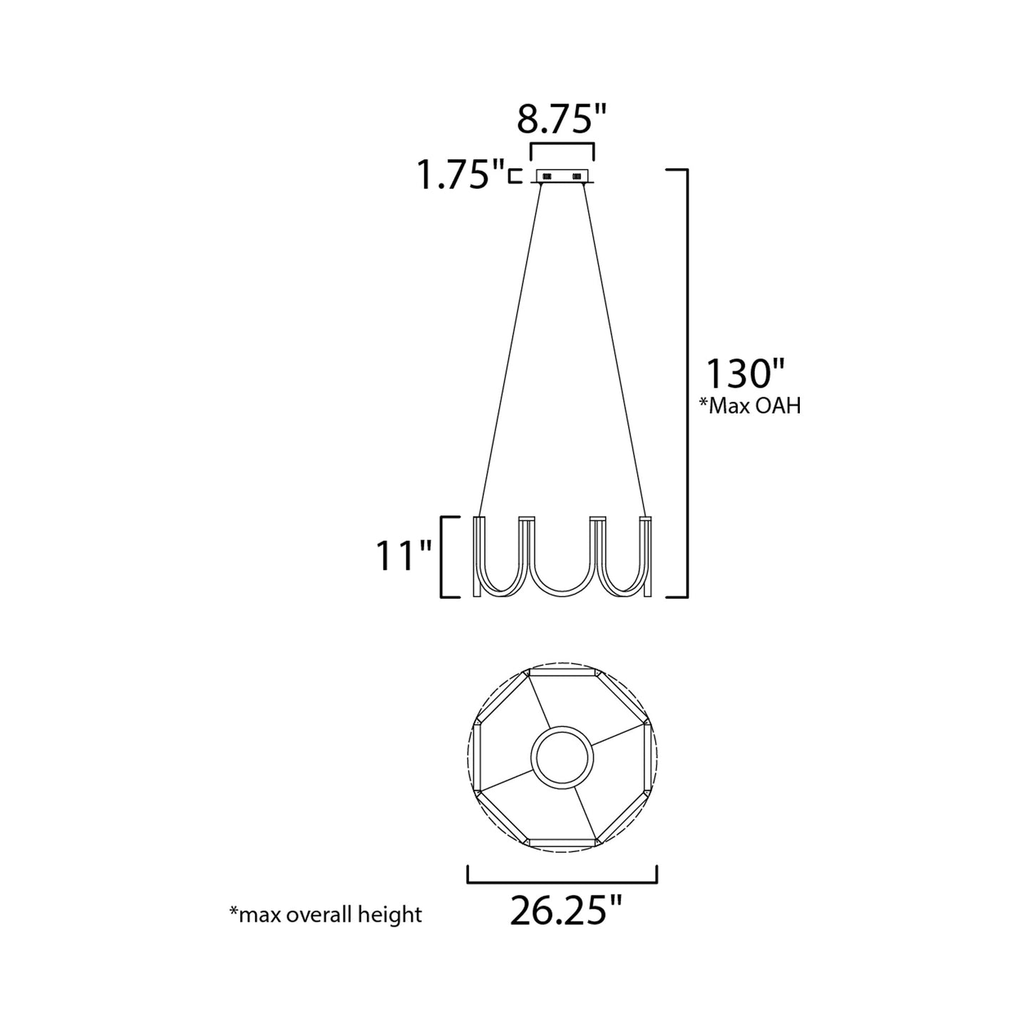 You LED Pendant Light - line drawing.