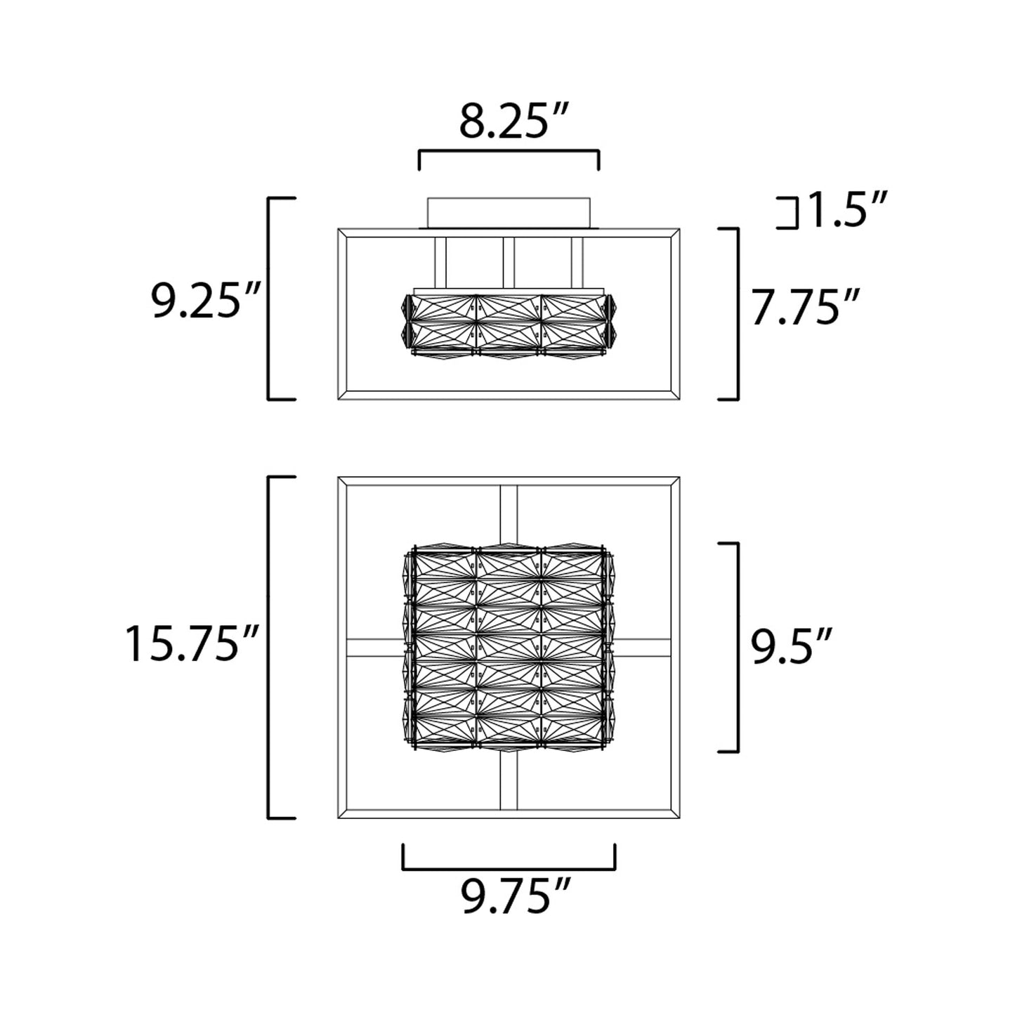 Zephyr LED Flush Mount Ceiling Light - line drawing.