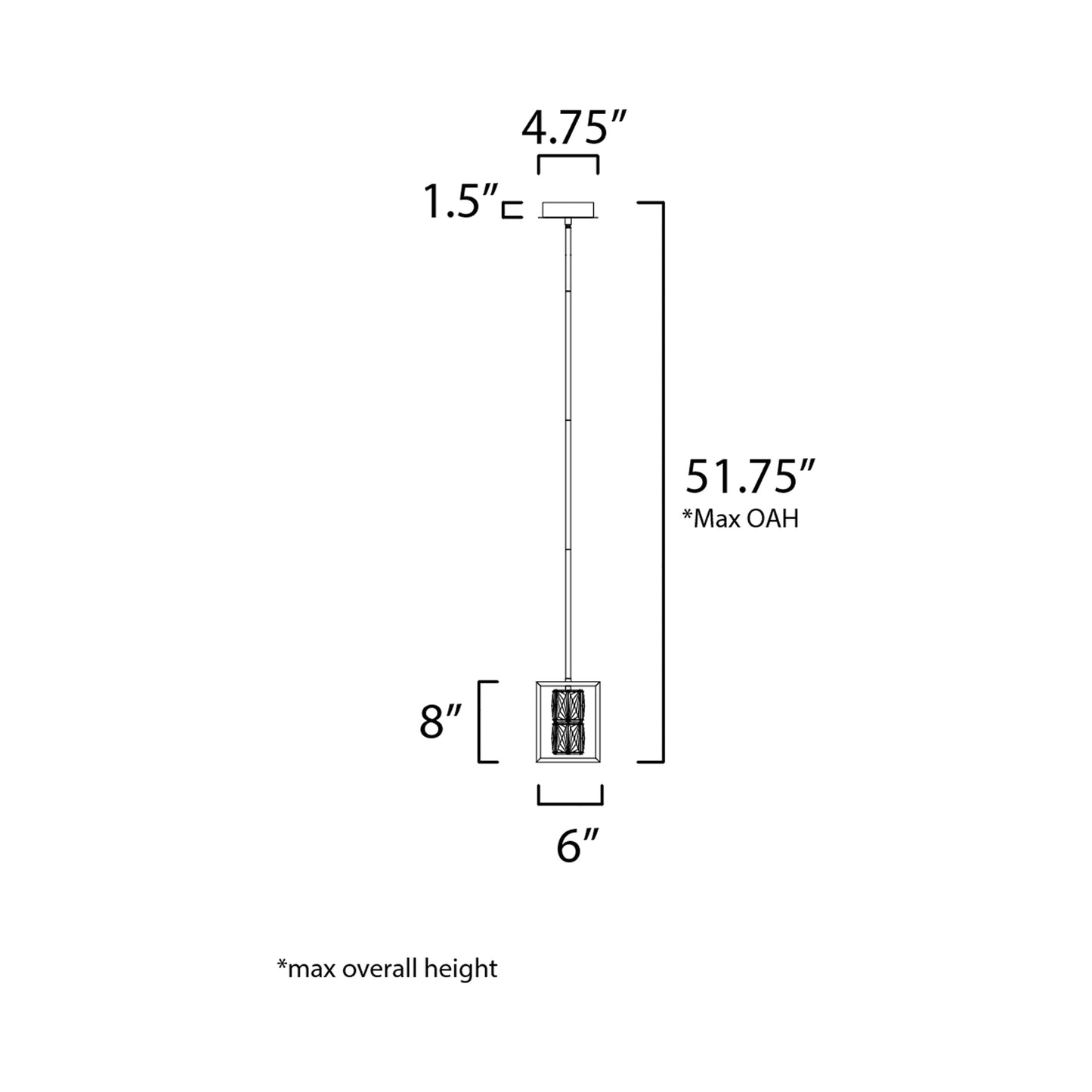 Zephyr LED Pendant Light - line drawing.