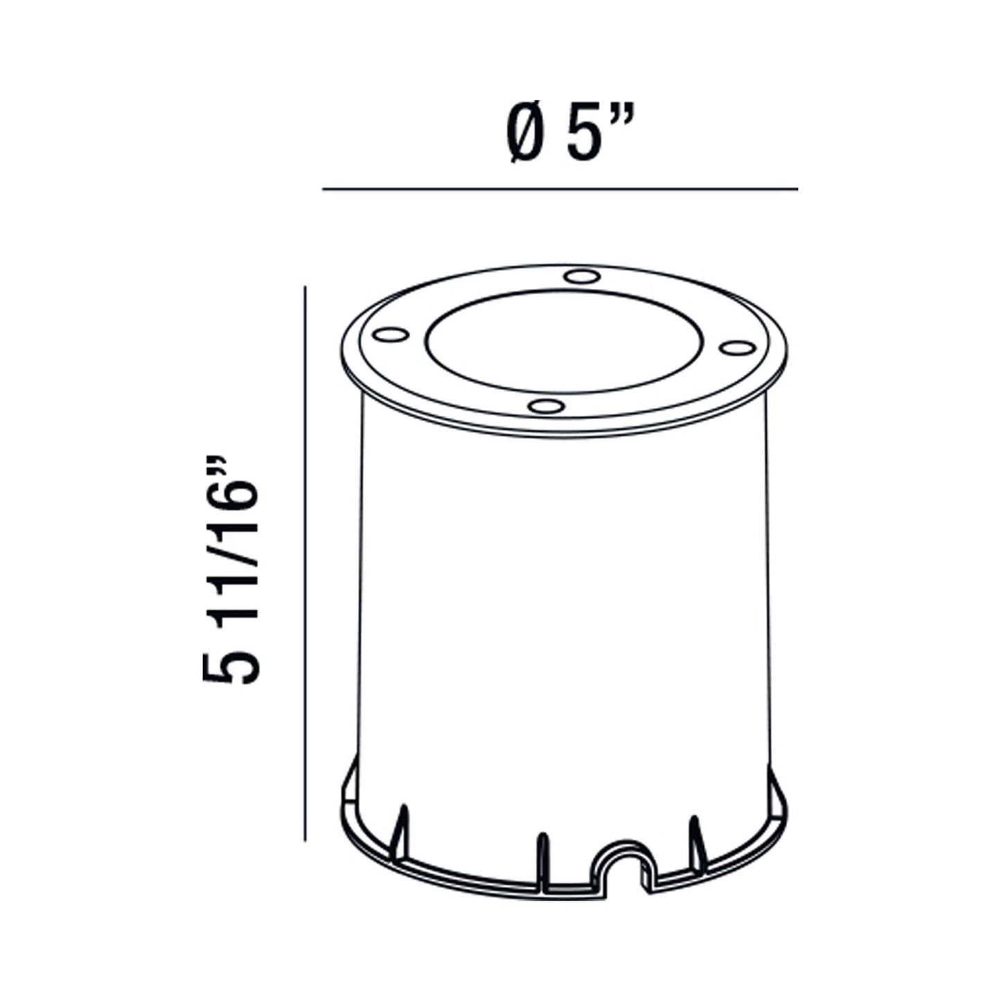 Architectural Outdoor LED Inground Light - line drawing.