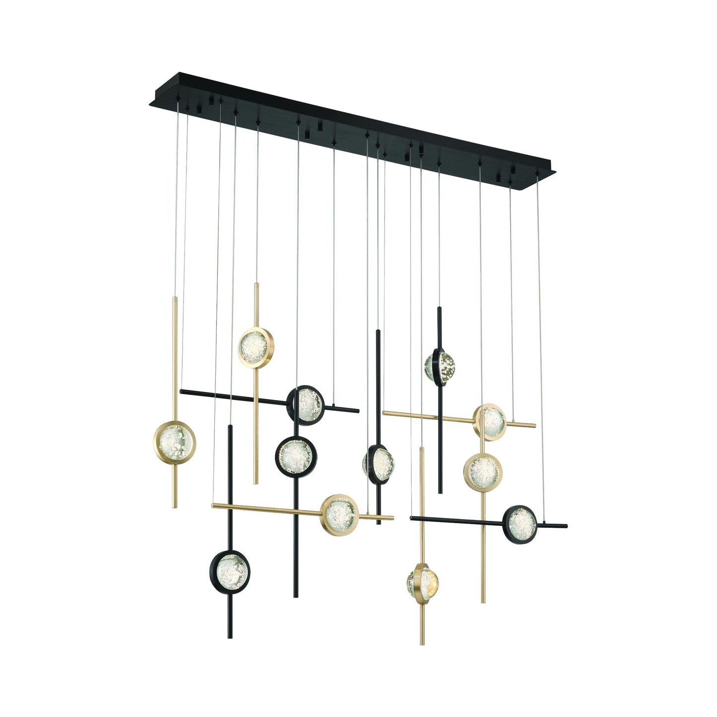 Barletta LED Linear Chandelier in Gold-Black Mix (12-Light).