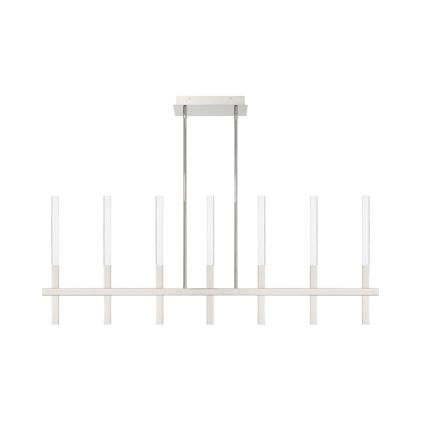 Benicio LED Linear Chandelier in Polished Nickel.