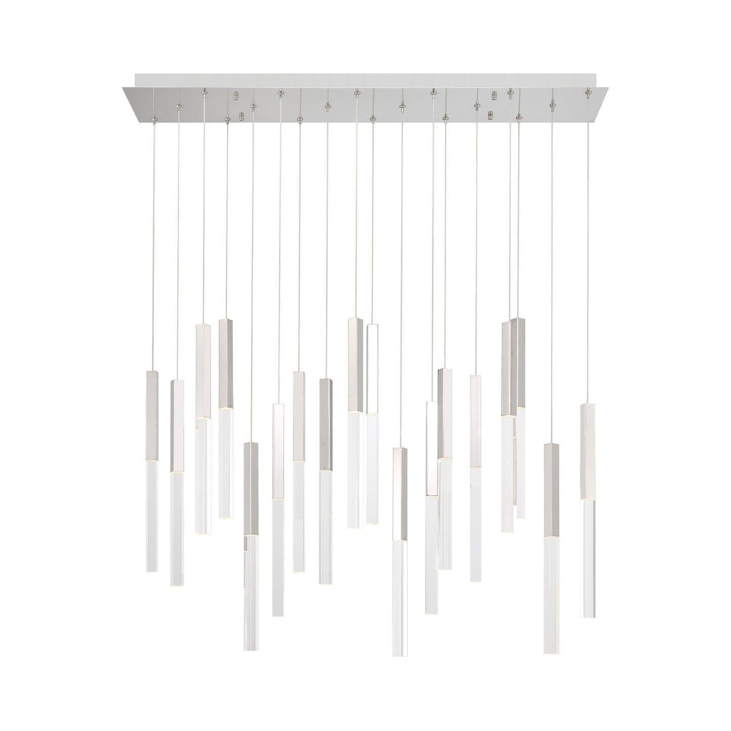 Benicio LED Rectangle Chandelier in Polished Nickel.