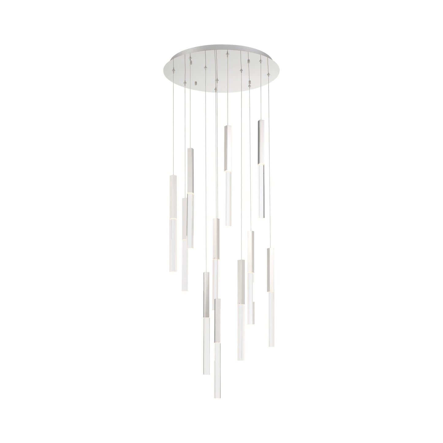 Benicio LED Round Chandelier in Polished Nickel.
