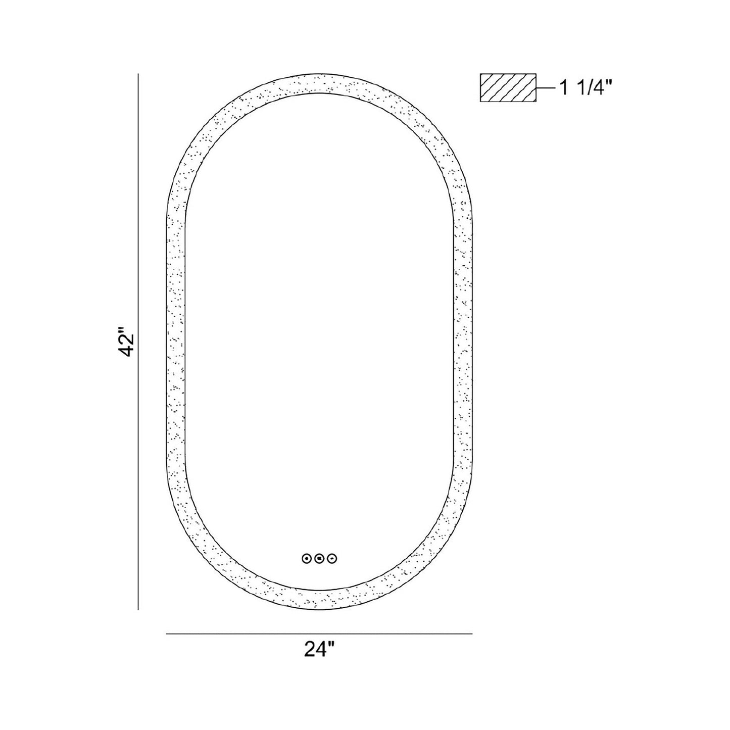 Eslo LED Wall Mirror - line drawing.