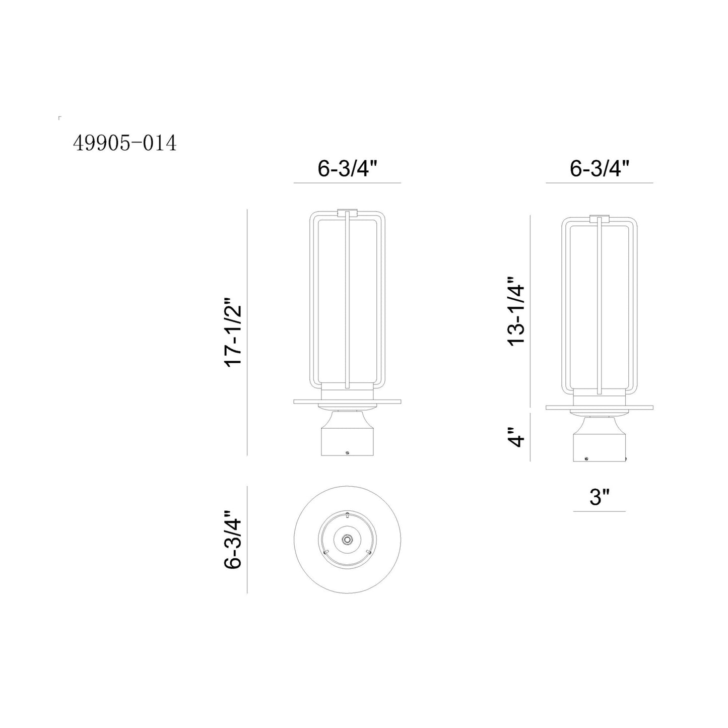 Florin Outdoor LED Post Light - line drawing.