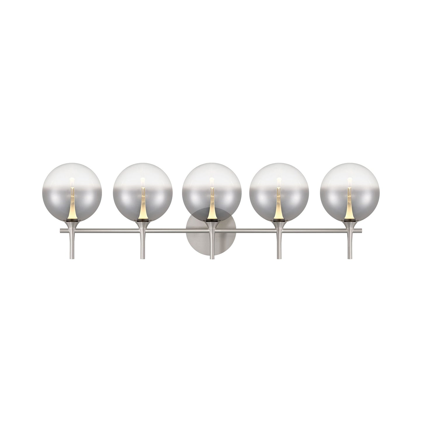 Iissa LED Bath Vanity Light in Satin Nickel/Smoked Glass (5-Light).