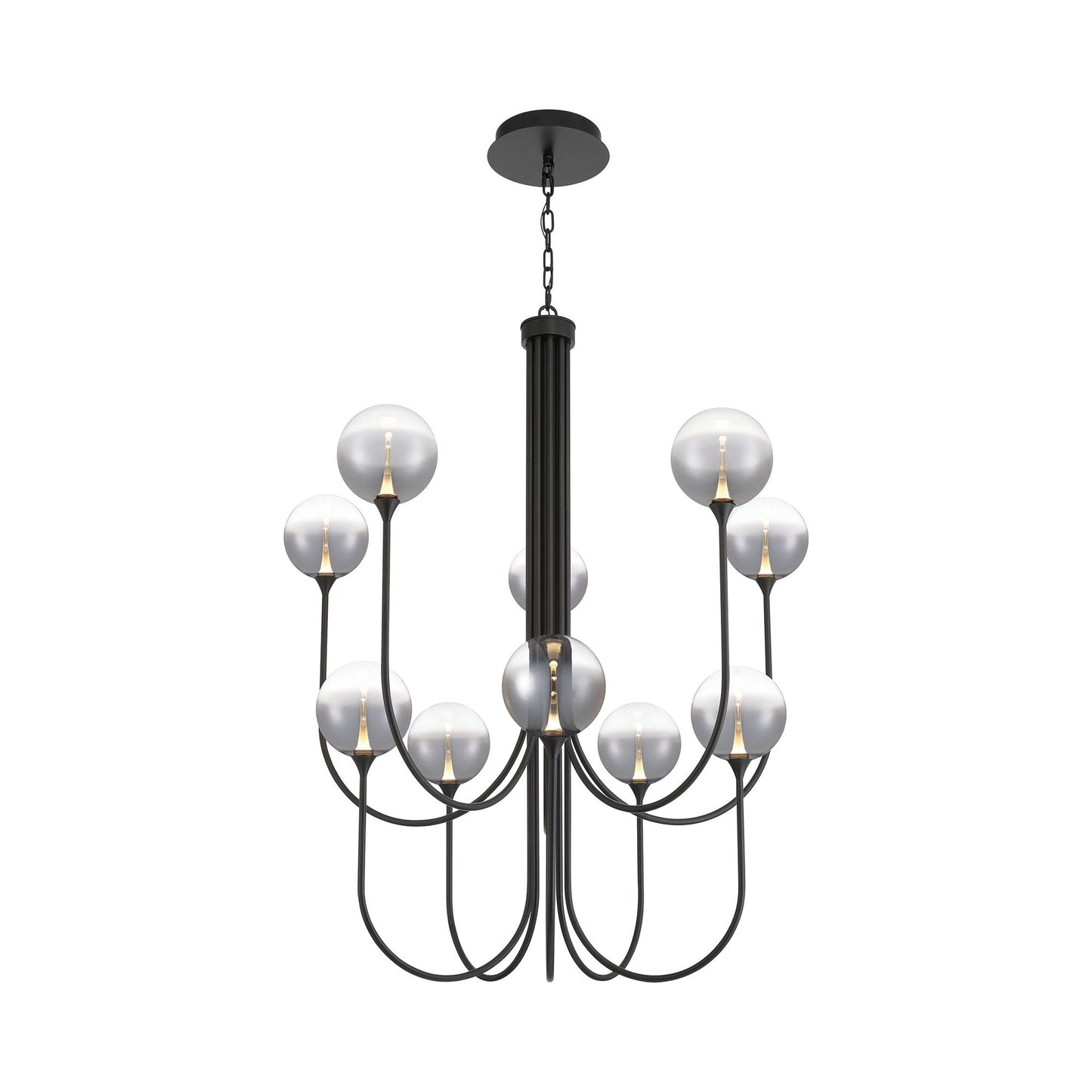 Iissa LED Chandelier in Matte Black/Smoked Glass (10-Light).