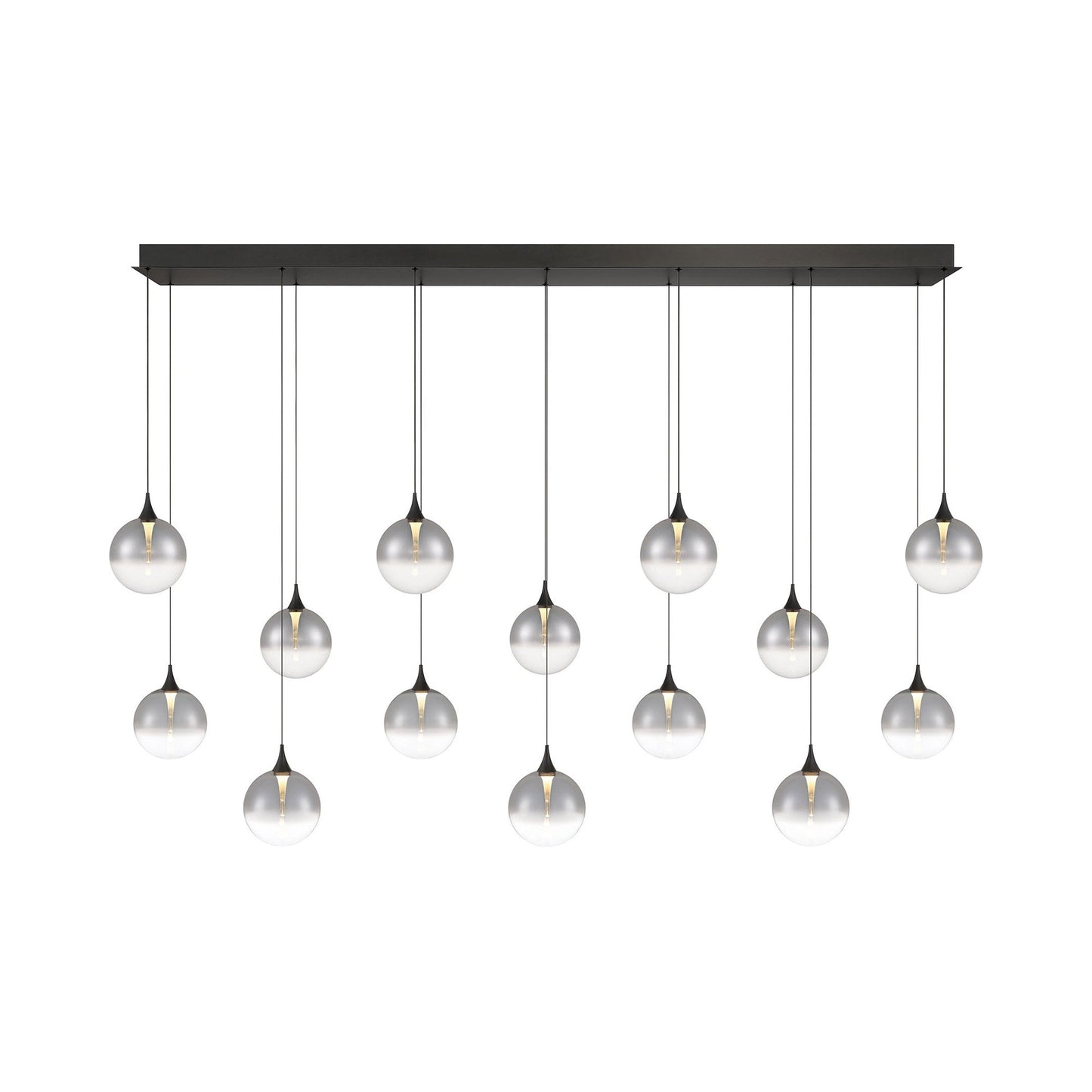 Iissa LED Linear Chandelier in Matte Black/Smoked Glass (14-Light).