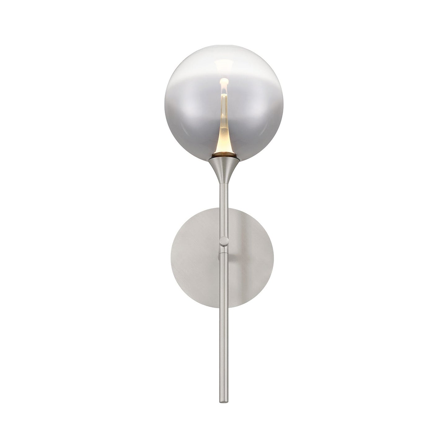 Iissa LED Wall Light in Satin Nickel/Smoked Glass.