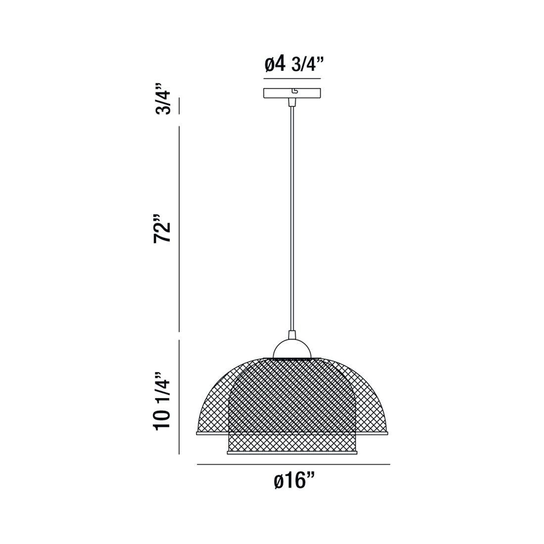 Kenmore LED Pendant Light - line drawing.