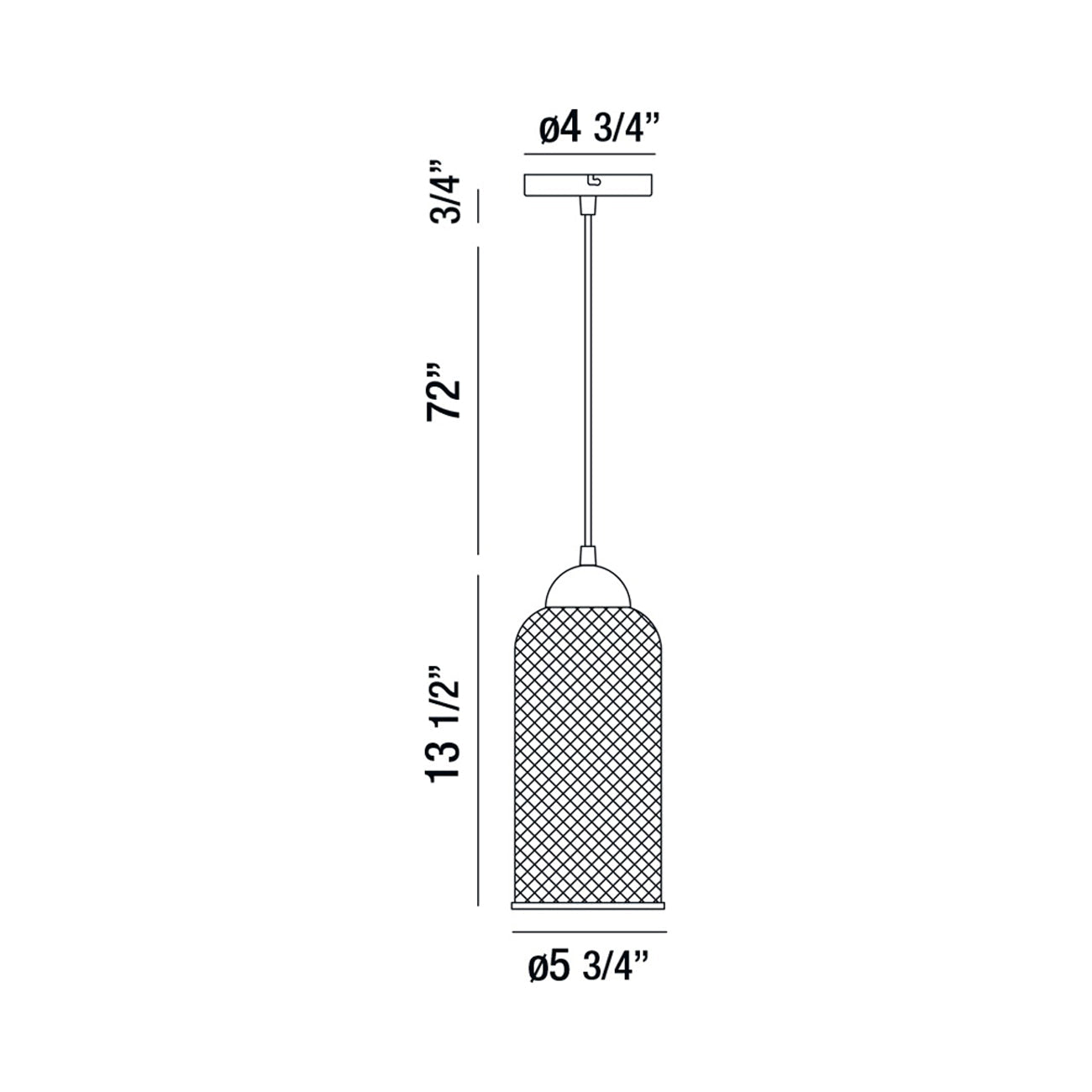 Kenmore LED Tall Pendant Light - line drawing.