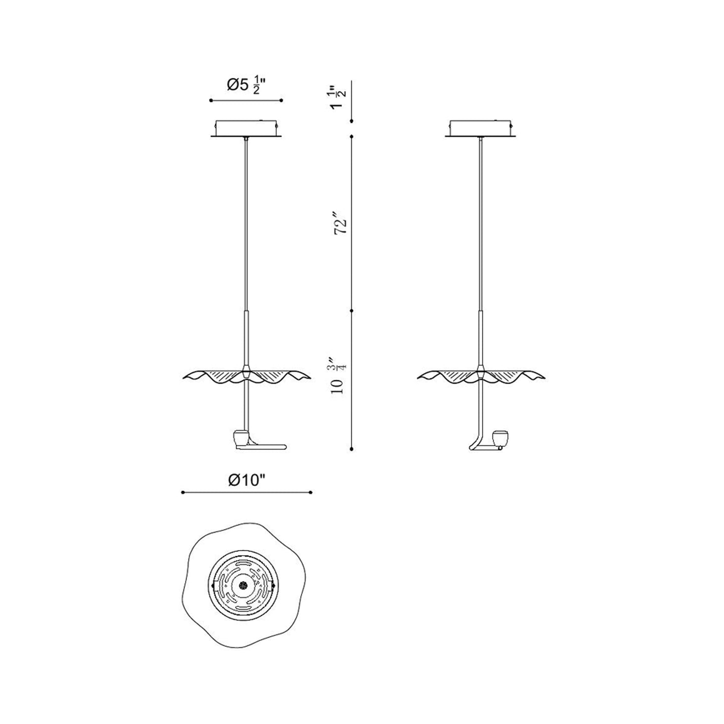Lagatto LED Pendant Light - line drawing.