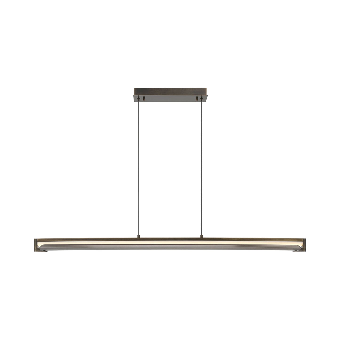 Neoness Geometric Linear LED Chandelier in Weathered Brass/Smoked Glass.