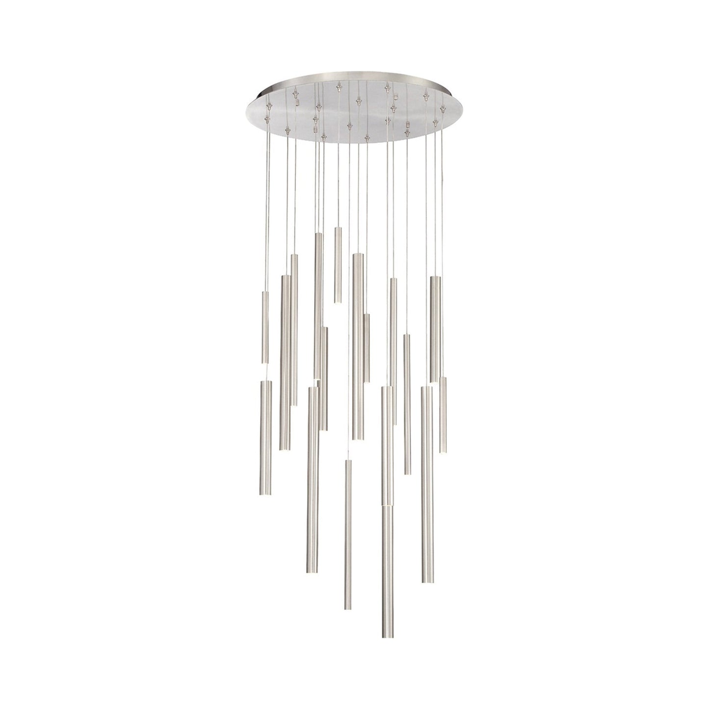 Santana LED Multi Light Chandelier in Satin Nickel.