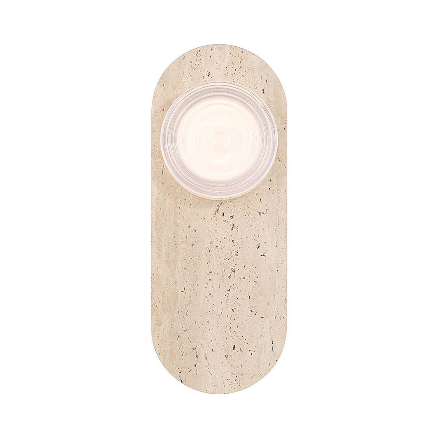 Sternn Outdoor LED Wall Light in Travertine/Clear Wave Glass.