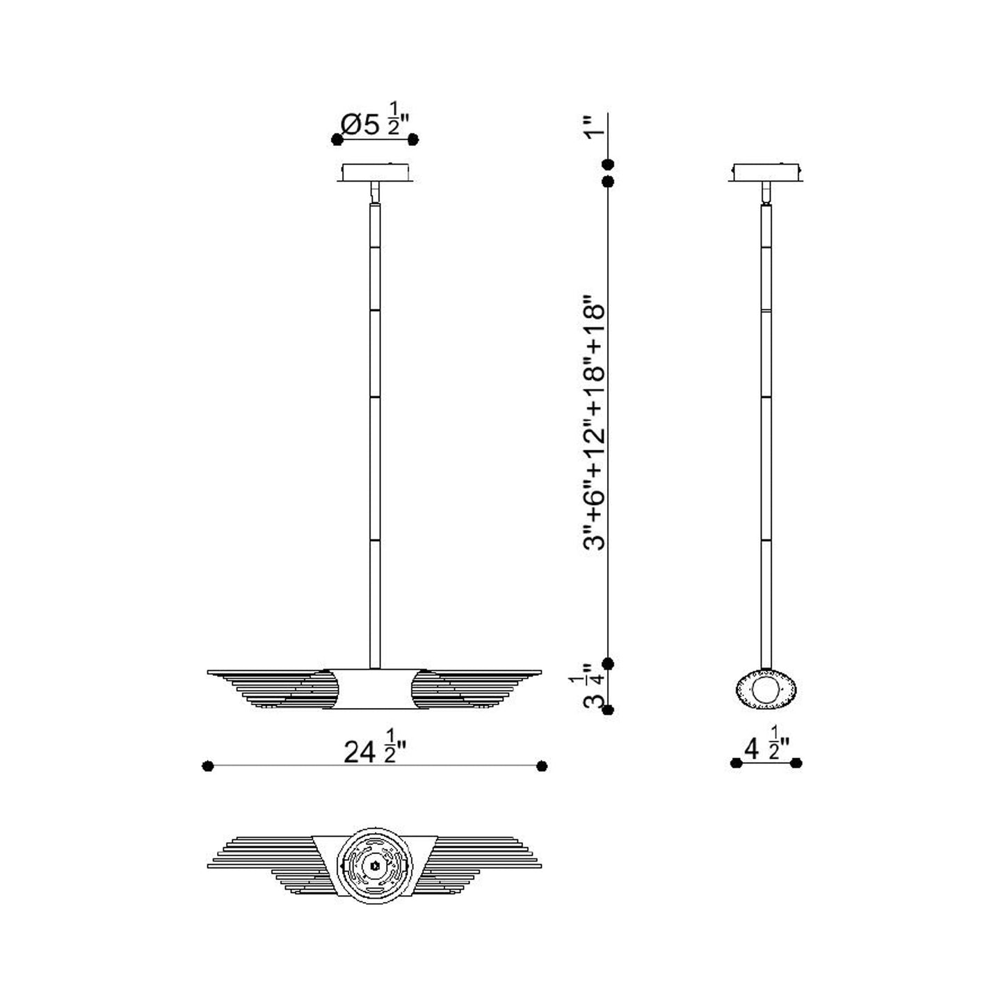 Umura LED Wall Light - line drawing.